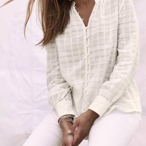 Charleston Womens Puffed Sleeve Blouse with Lace Detail